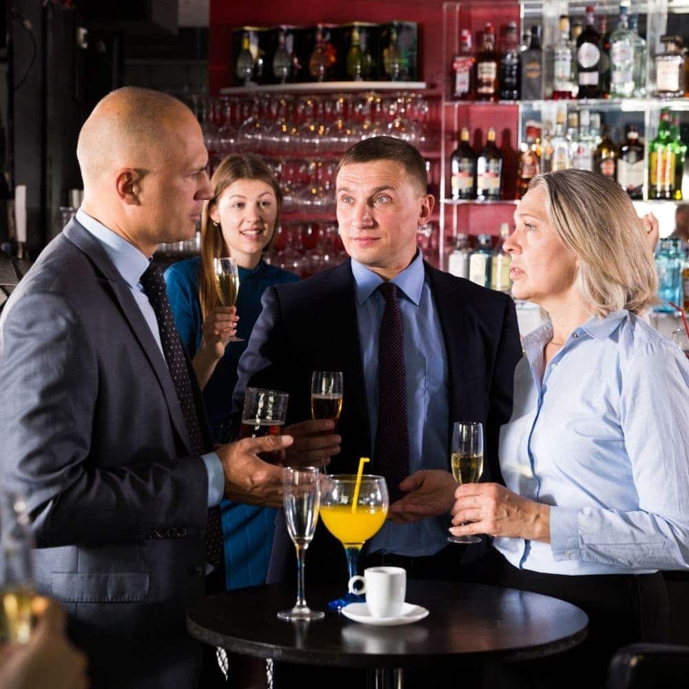 corporate officials talking in an event